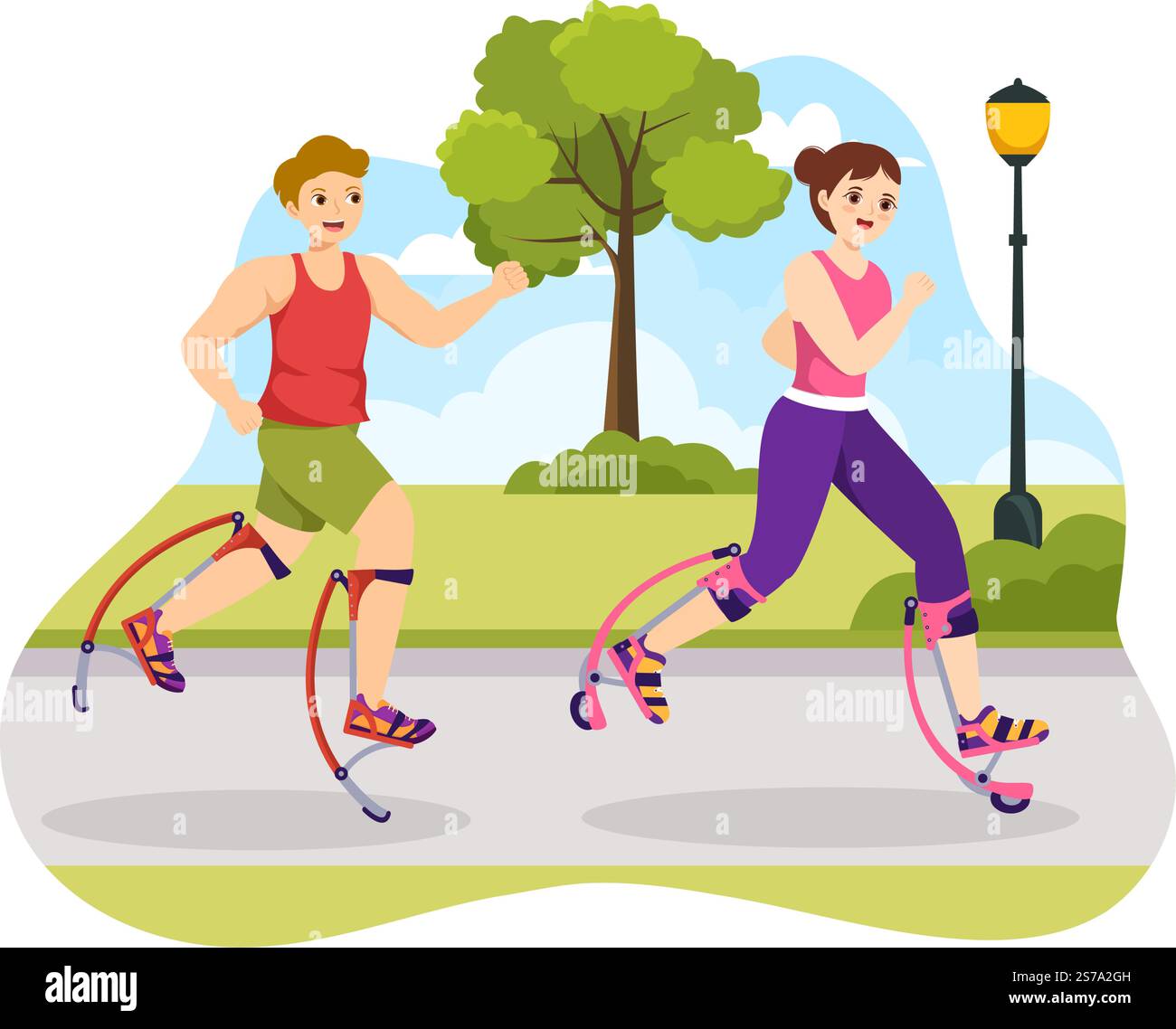 Powerbocking Sport Illustration with Jumping Boots for Web Banner or ...