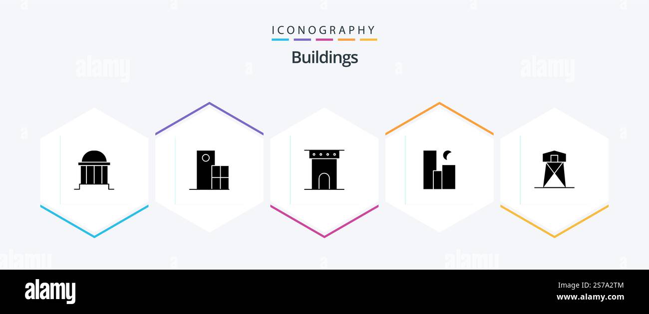 Buildings 25 Glyph icon pack including moon. city. modern. monument ...