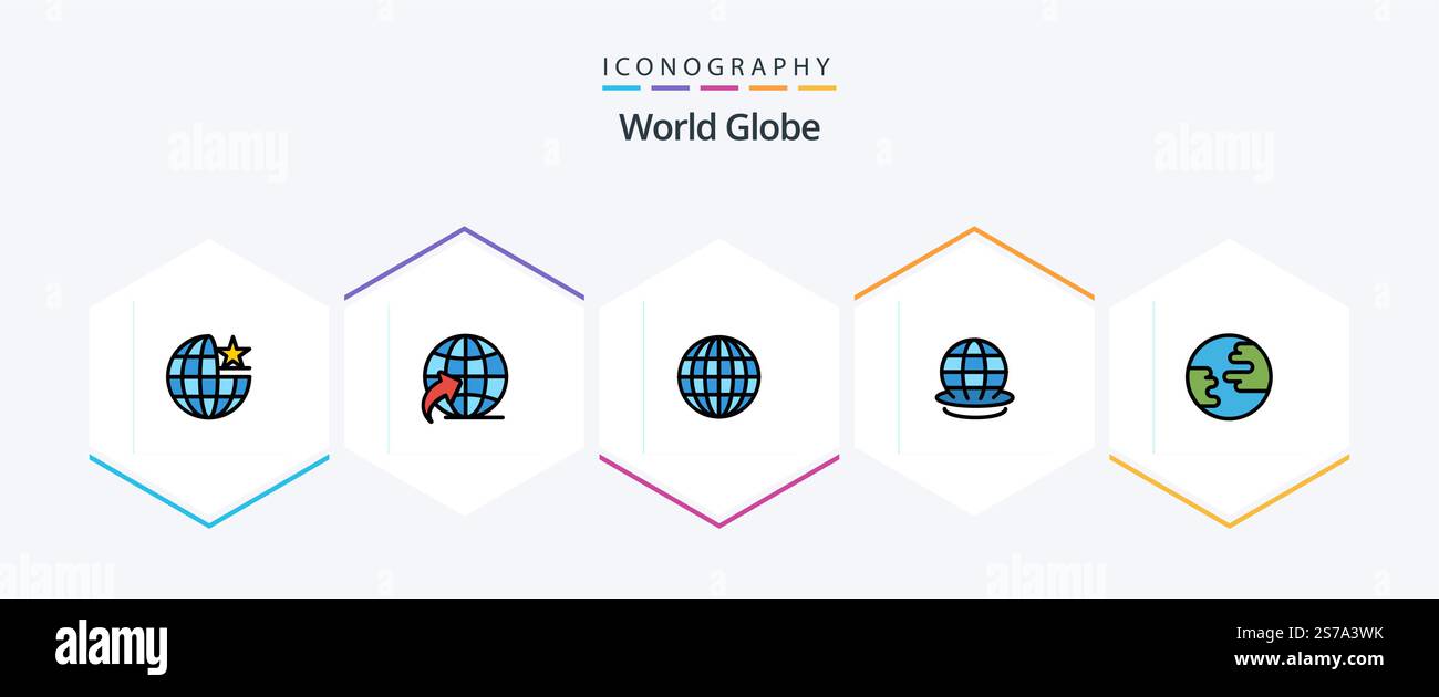 Globe 25 FilledLine icon pack including . globe. internet. earth. planet Stock Vector