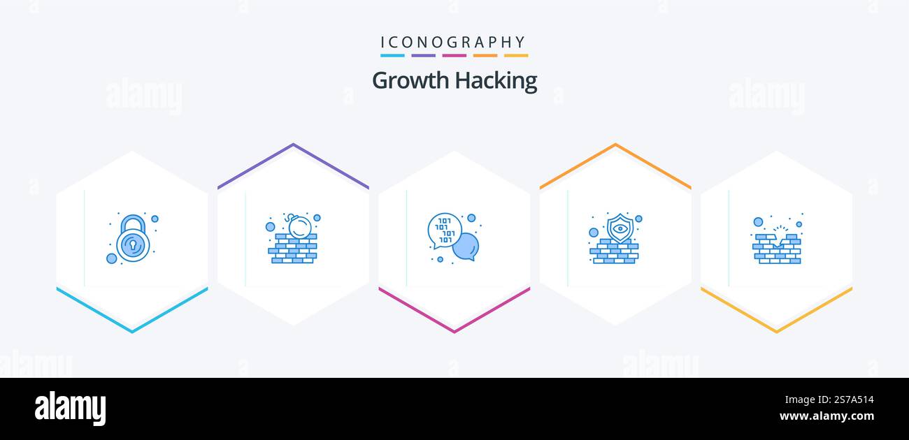 Hacking 25 Blue icon pack including construction. shield. code. security. antivirus Stock Vector