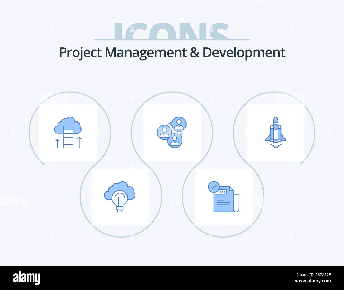 Project Management And Development Blue Icon Pack 5 Icon Design ...