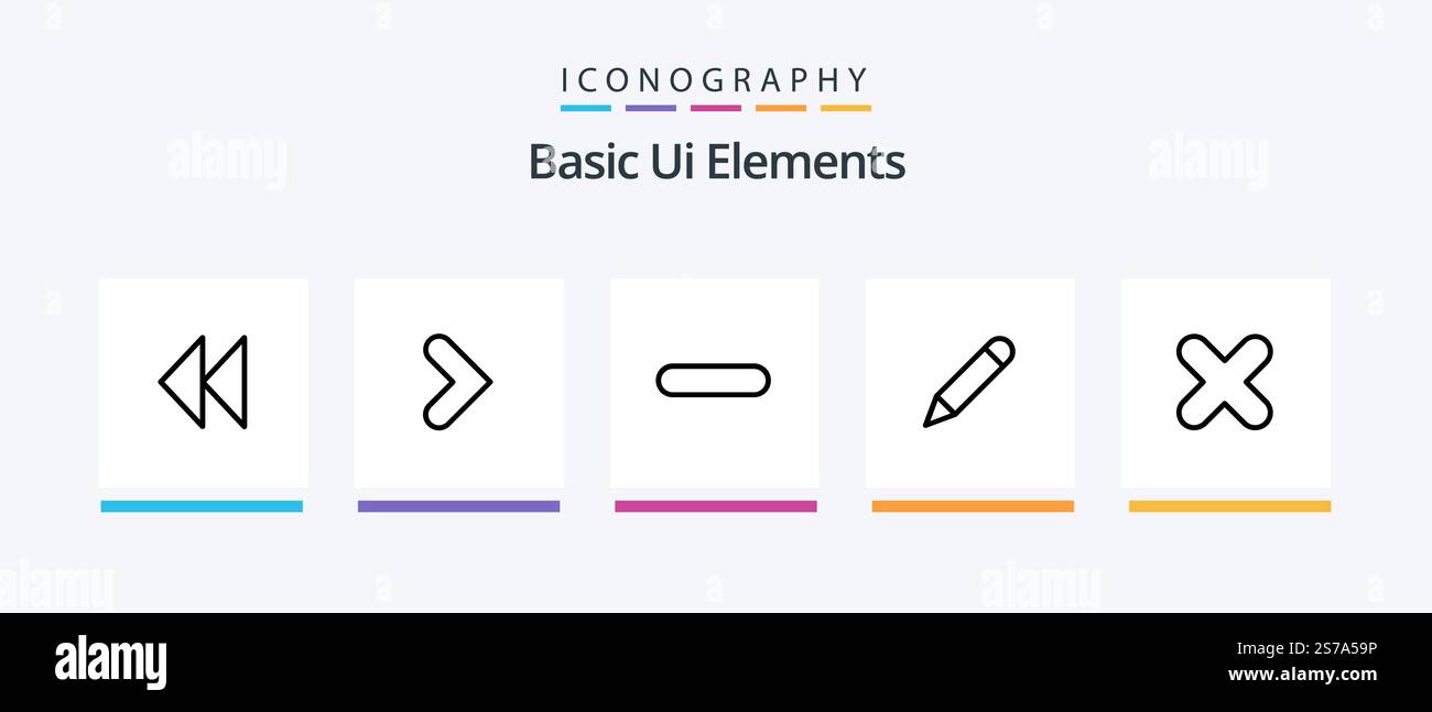 Basic Ui Elements Line 5 Icon Pack Including media. left. pencil. down ...