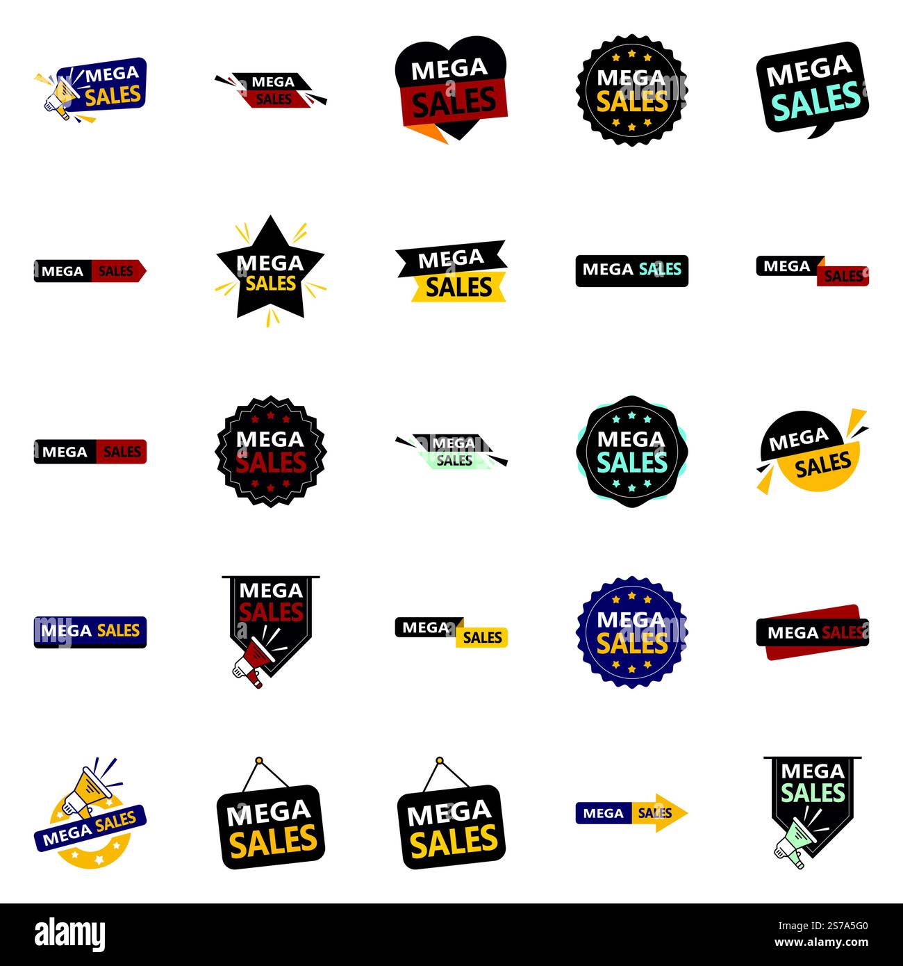 Mega Sale Bundle 25 Fully Editable Vector Designs for Product Designers Stock Vector