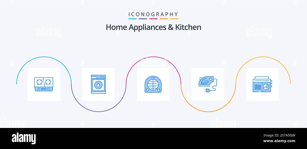 Home Appliances And Kitchen Blue 5 Icon Pack Including music. machine ...