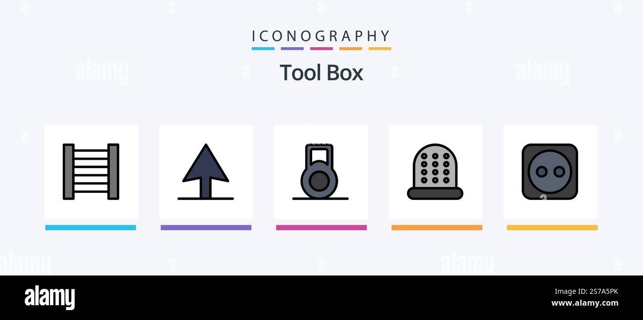 Tools Line Filled 5 Icon Pack Including . pen. tools. Creative Icons Design Stock Vector