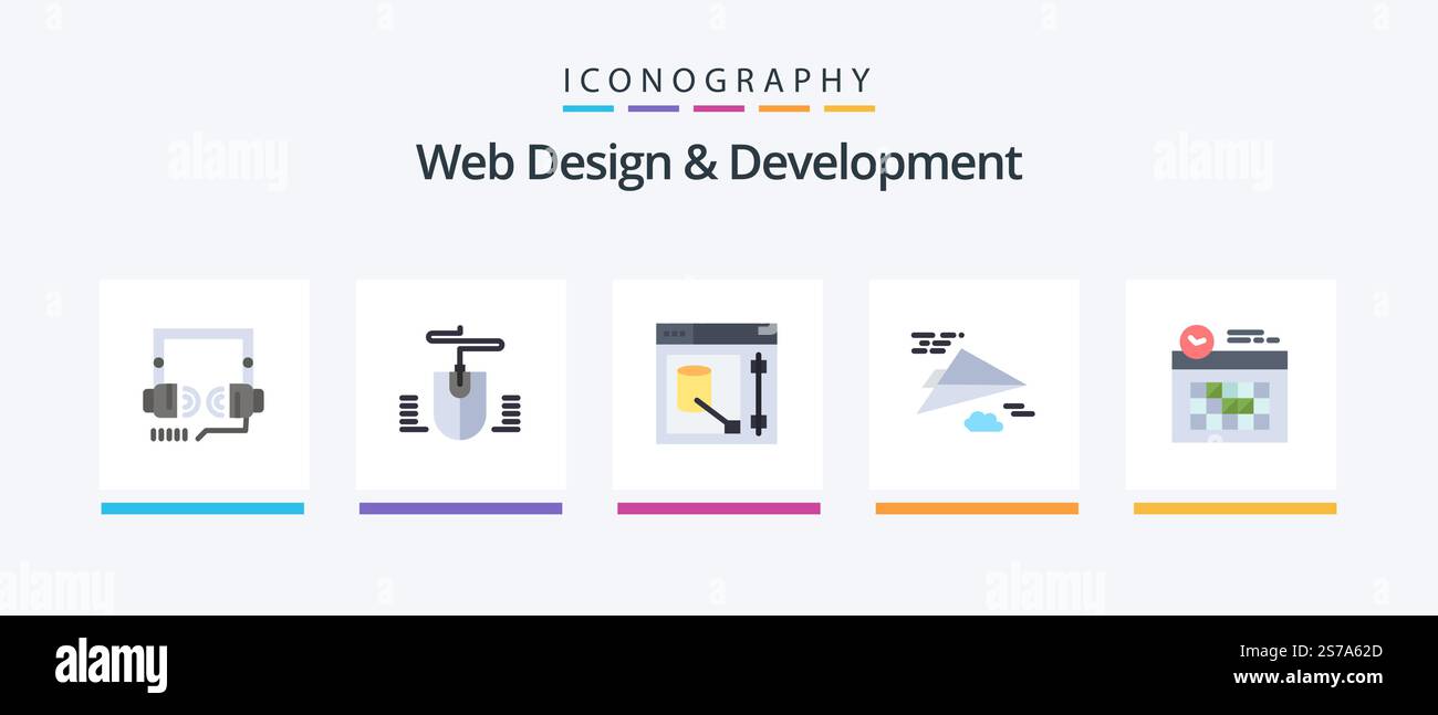 Web Design And Development Flat 5 Icon Pack Including clock. calendar ...
