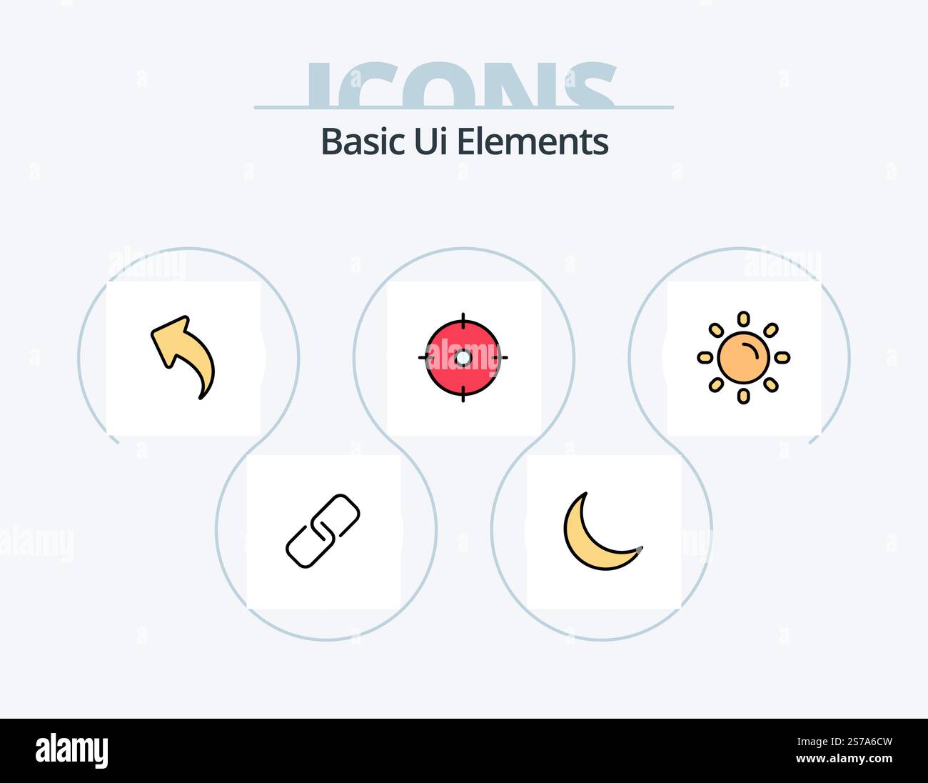 Basic Ui Elements Line Filled Icon Pack 5 Icon Design. clock. player. archer. video. youtube Stock Vector
