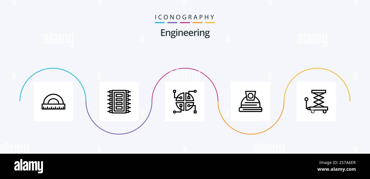 Engineering Line 5 Icon Pack Including construction. helmet. computer ...