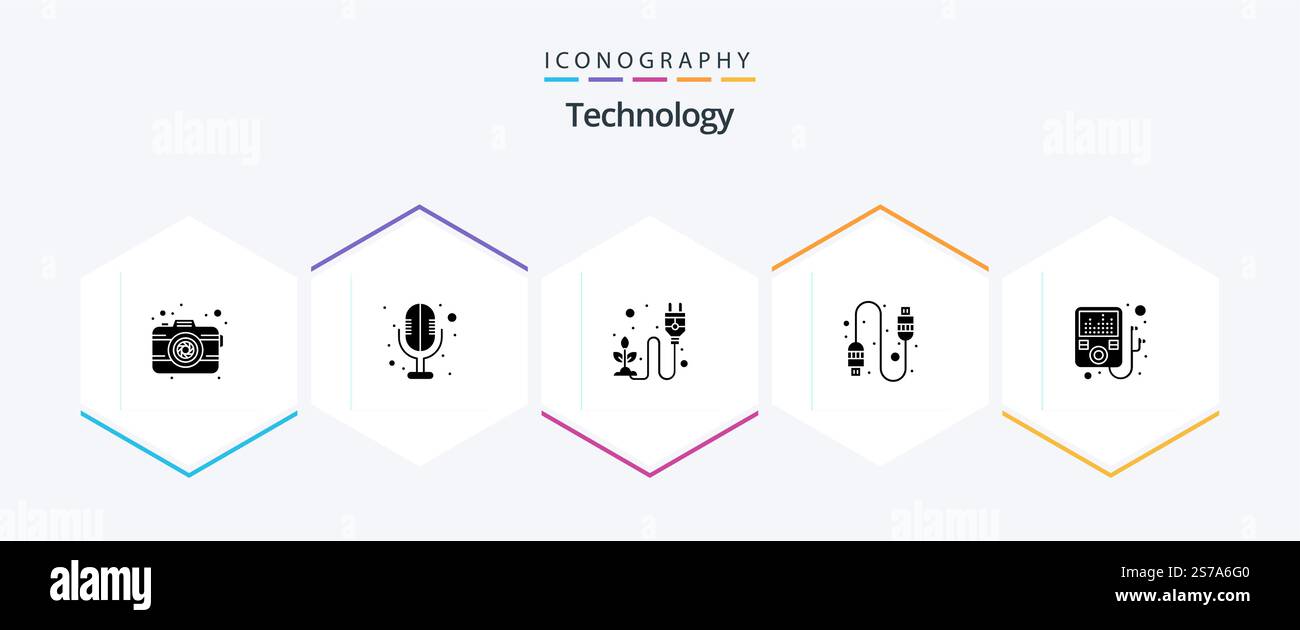 Technology 25 Glyph icon pack including . device. electricity. usb. cable Stock Vector