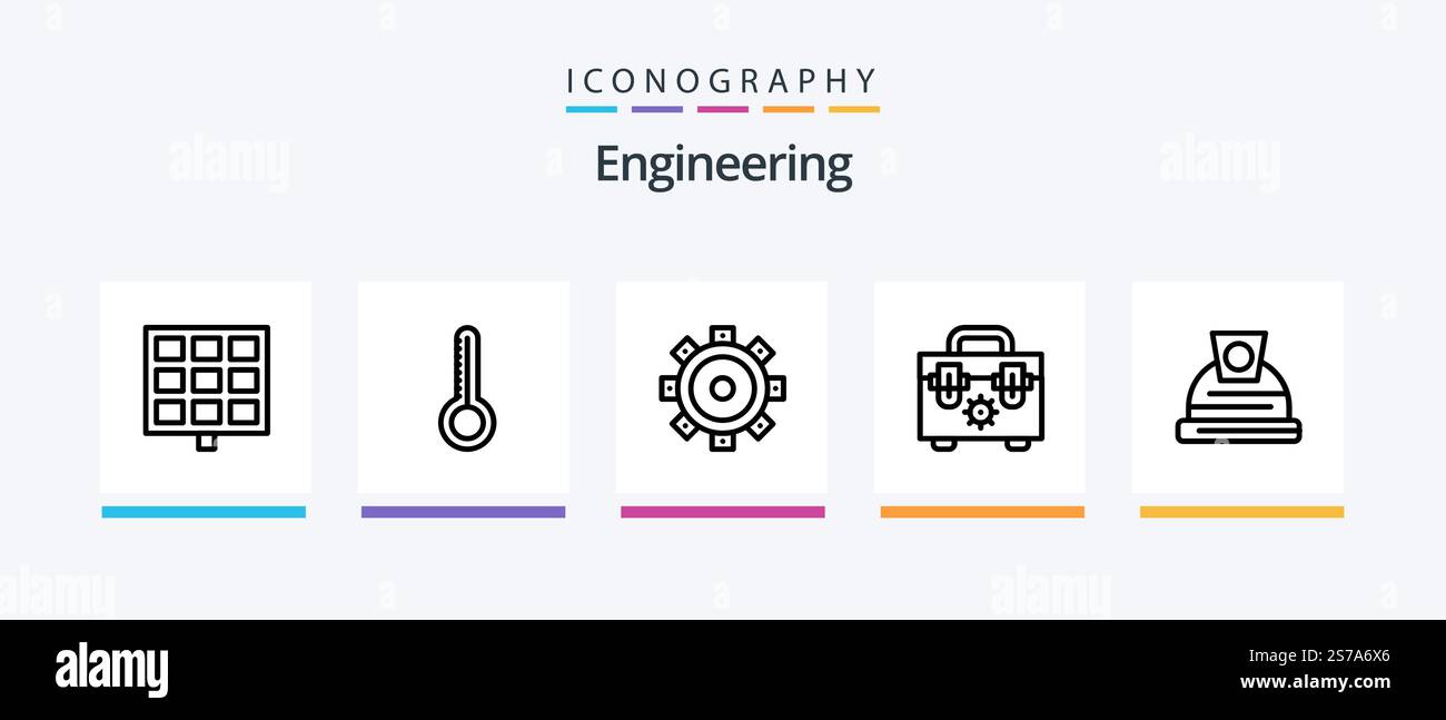 Engineering Line 5 Icon Pack Including . building. tool. construction ...