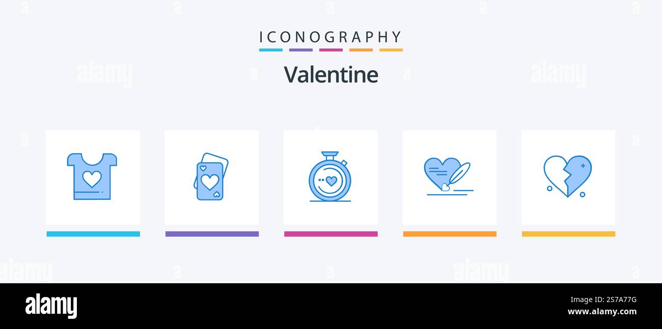 Valentine Blue 5 Icon Pack Including love. wedding. compass. heart. pen ...