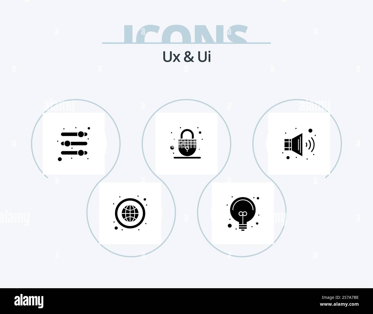 Ux And Ui Glyph Icon Pack 5 Icon Design. speaker. web. options. security. lock Stock Vector