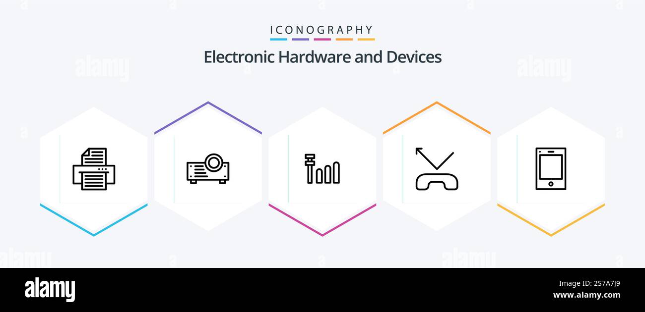 Devices 25 Line icon pack including . . call. tablet. ipad Stock Vector ...