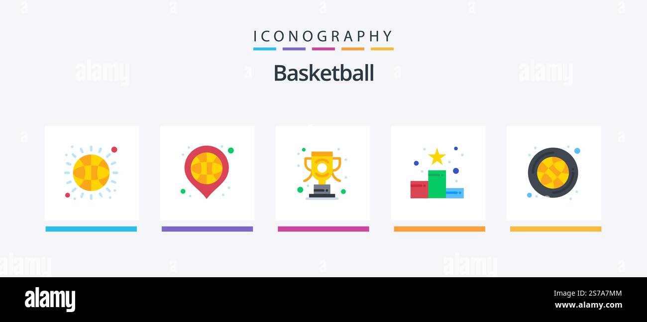 Basketball Flat 5 Icon Pack Including ball. ranking. sport. position ...