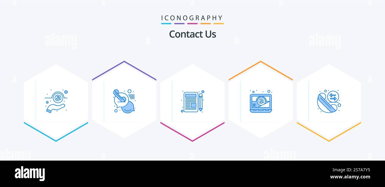 Contact Us 25 Blue icon pack including phone. call. letter. laptop ...