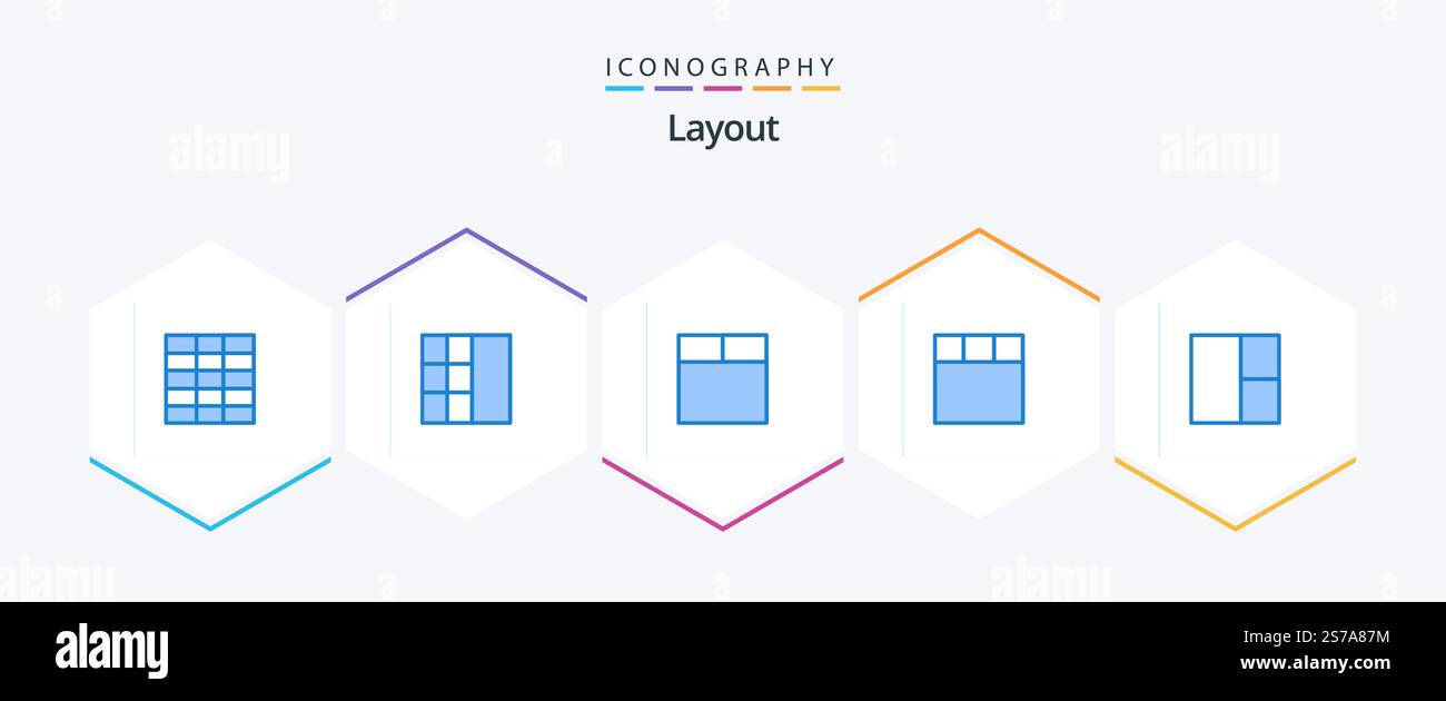 Layout 25 Blue icon pack including . Stock Vector
