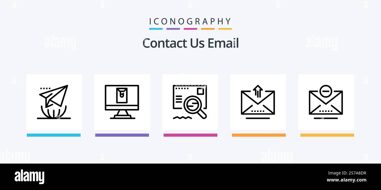 Email Line 5 Icon Pack Including email. close. message. cancel. upload. Creative Icons Design Stock Vector