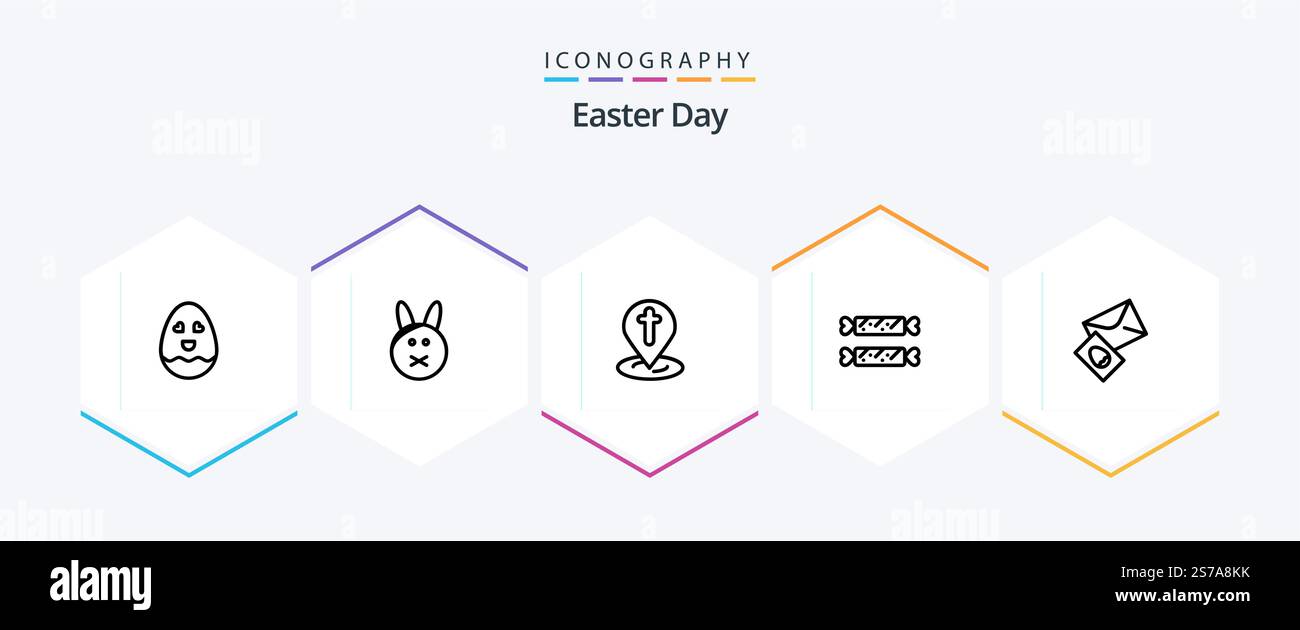 Easter 25 Line icon pack including easter. mail. easter. massege. easter Stock Vector
