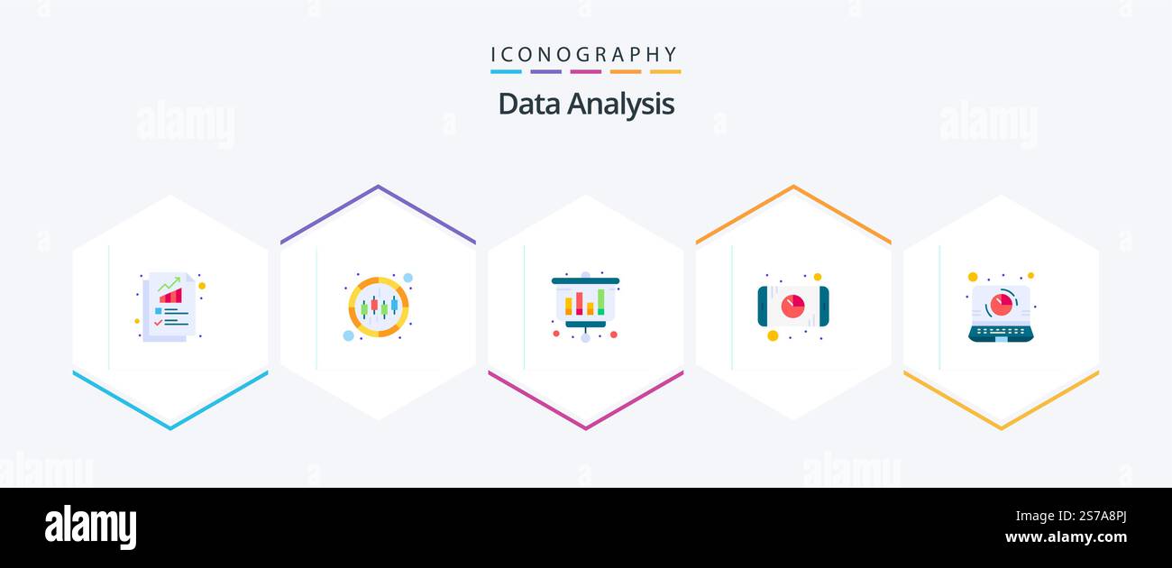 Data Analysis 25 Flat icon pack including computer. pie. analysis. mobile. chart Stock Vector
