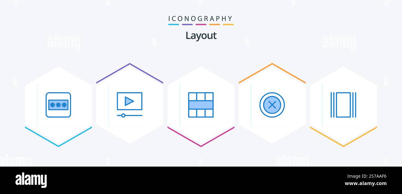 Layout 25 Blue icon pack including horizontal. cover. interface ...