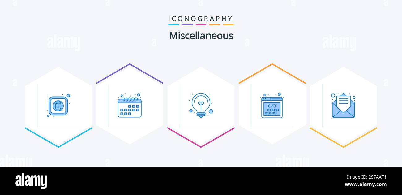 Miscellaneous 25 Blue icon pack including message. bulb. web. coding Stock Vector