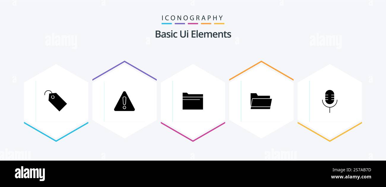 Basic Ui Elements 25 Glyph icon pack including microphone. storage. folder. data. folder Stock Vector