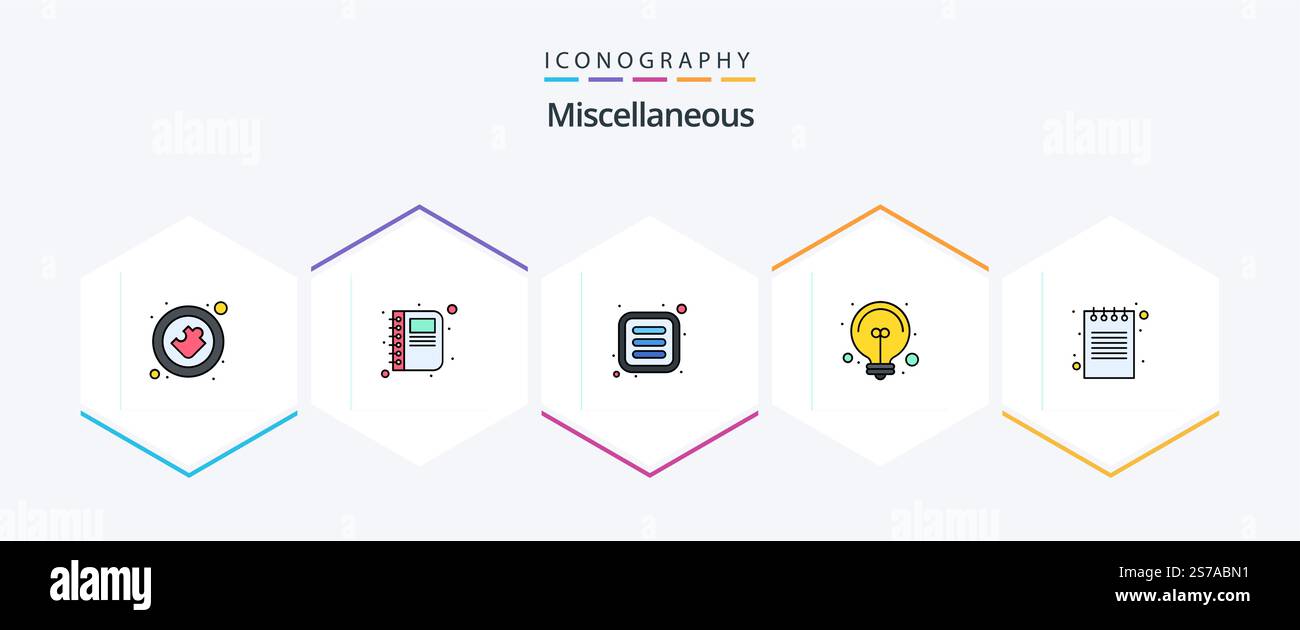 Miscellaneous 25 FilledLine icon pack including diary. apps. light. bulb Stock Vector
