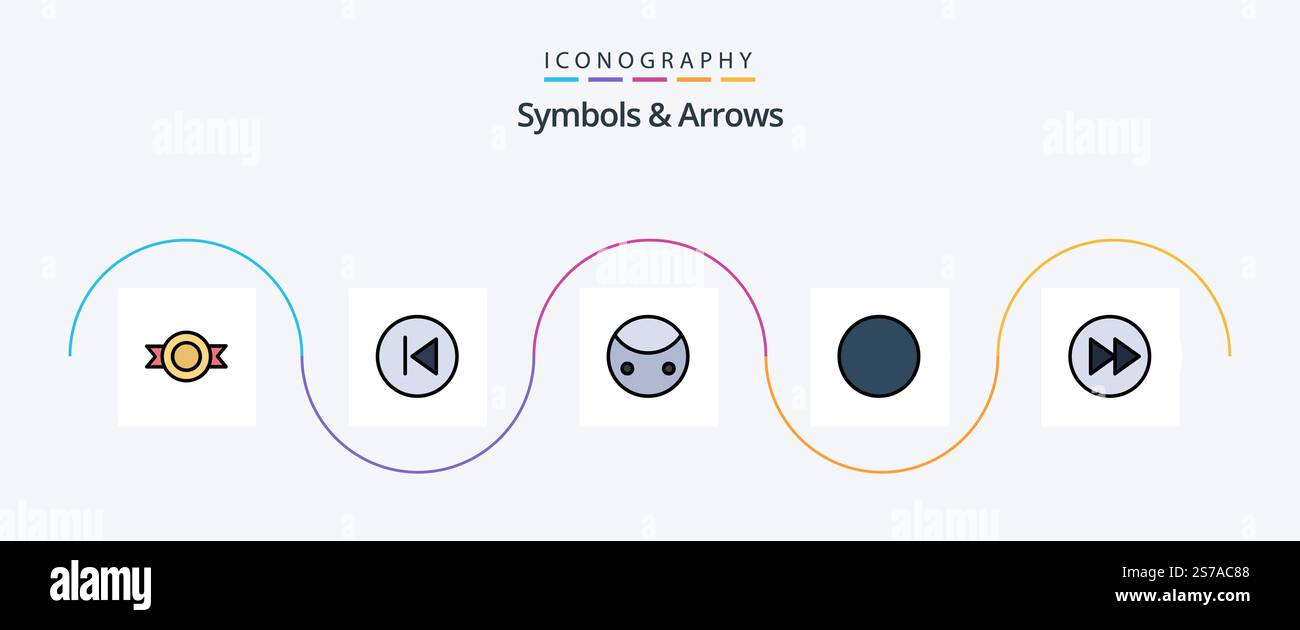 Symbols and Arrows Line Filled Flat 5 Icon Pack Including arrows right ...