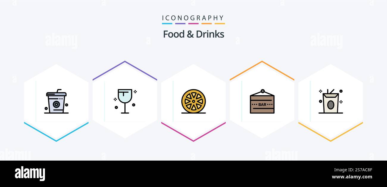 Food and Drinks 25 FilledLine icon pack including food and drink. drink ...