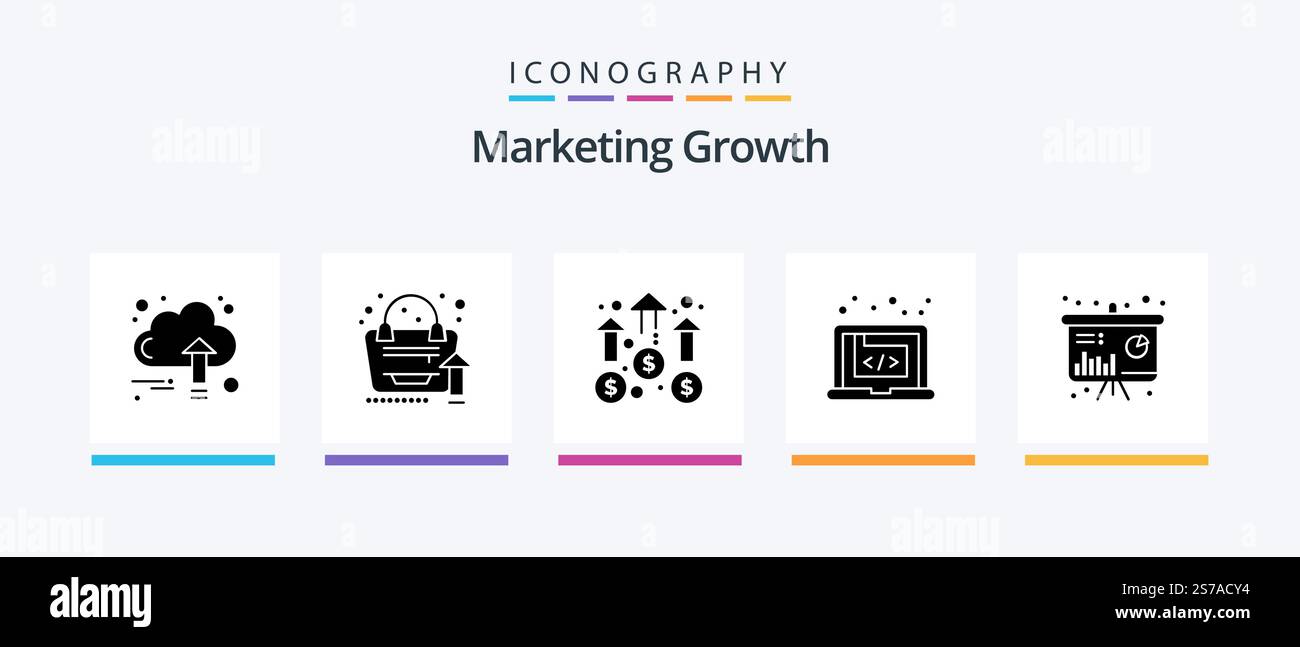 Marketing Growth Glyph 5 Icon Pack Including marketing. code. growth ...