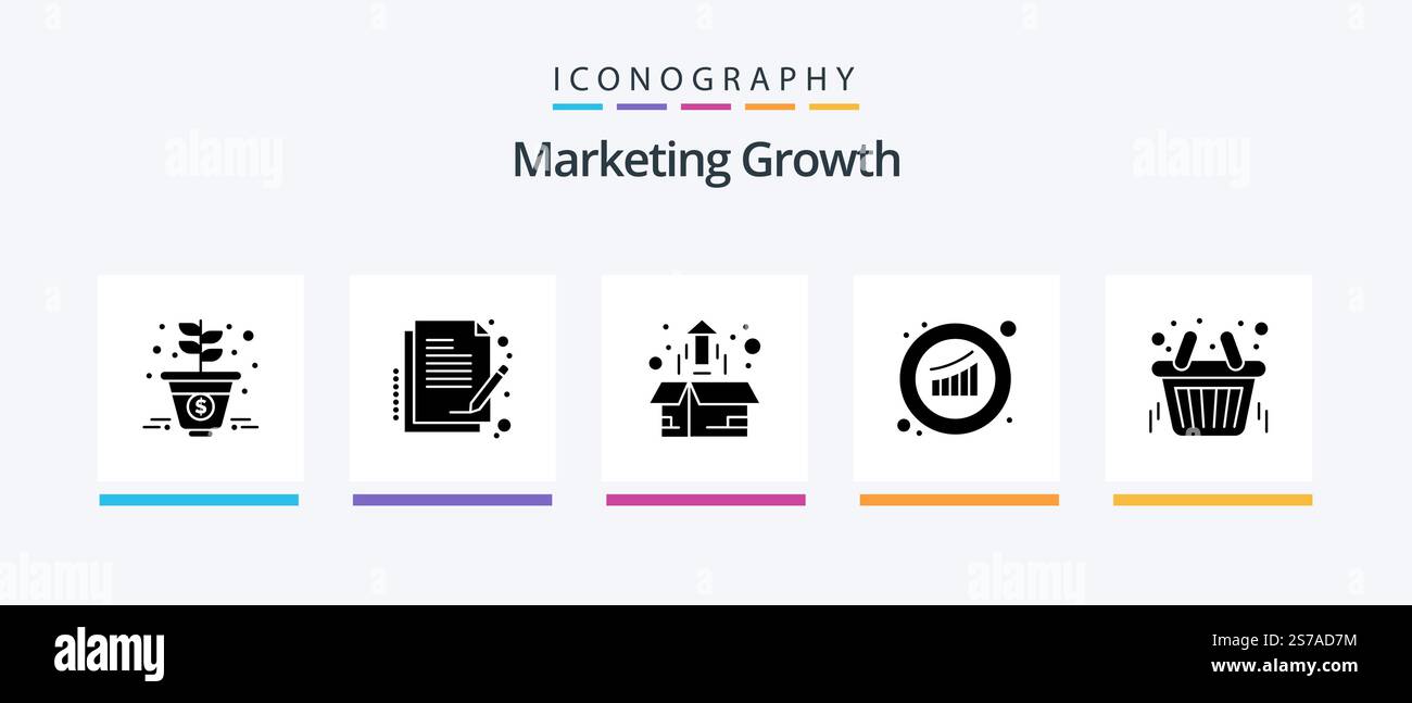 Marketing Growth Glyph 5 Icon Pack Including statistics. marketing. box ...