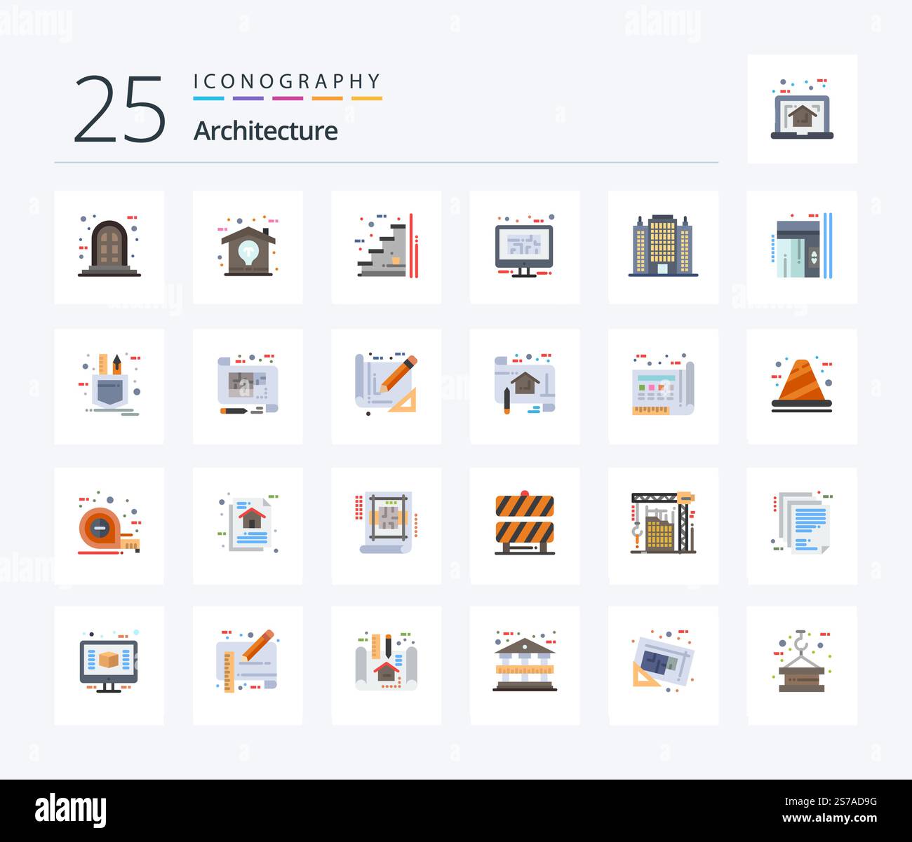 Architecture 25 Flat Color icon pack including resort. floor. floor ...