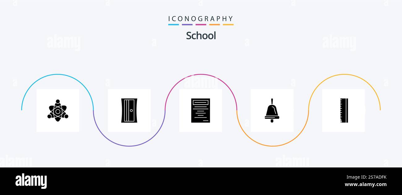 School Glyph 5 Icon Pack Including . study. school. education Stock Vector