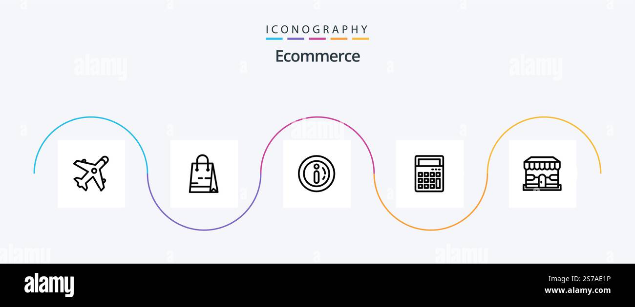 Ecommerce Line 5 Icon Pack Including shop. office. ecommerce. math ...