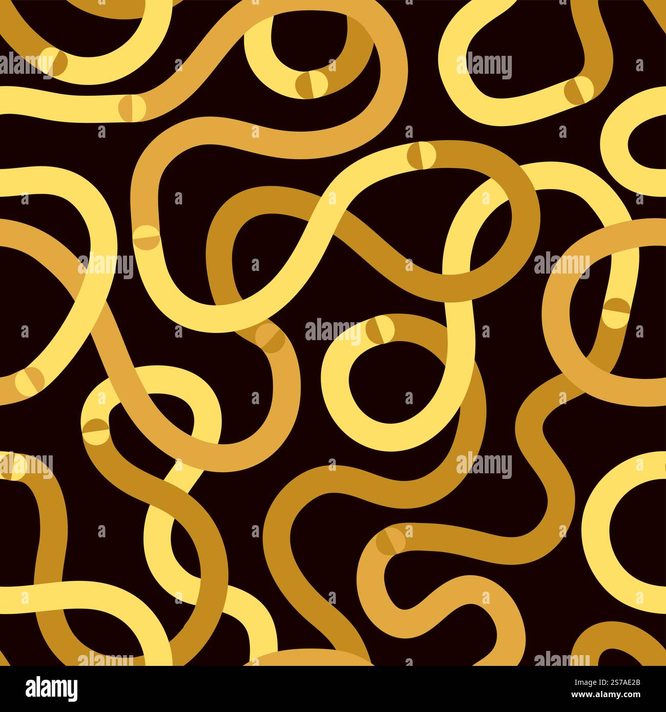 Golden swirl lines seamless pattern. Vector abstract illustration Stock Vector