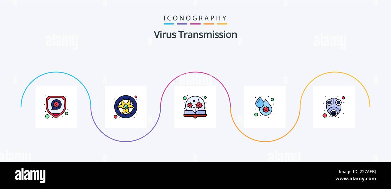 Virus Transmission Line Filled Flat 5 Icon Pack Including gas. fever ...