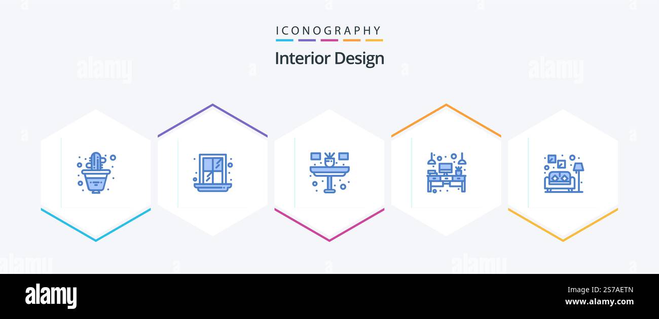 Interior Design 25 Blue icon pack including lamp. light. flower. table ...