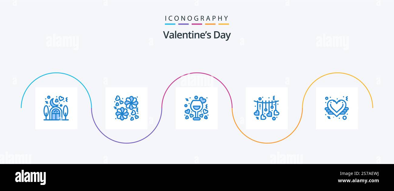 Valentines Day Blue 5 Icon Pack Including heart. valentine. love. love ...