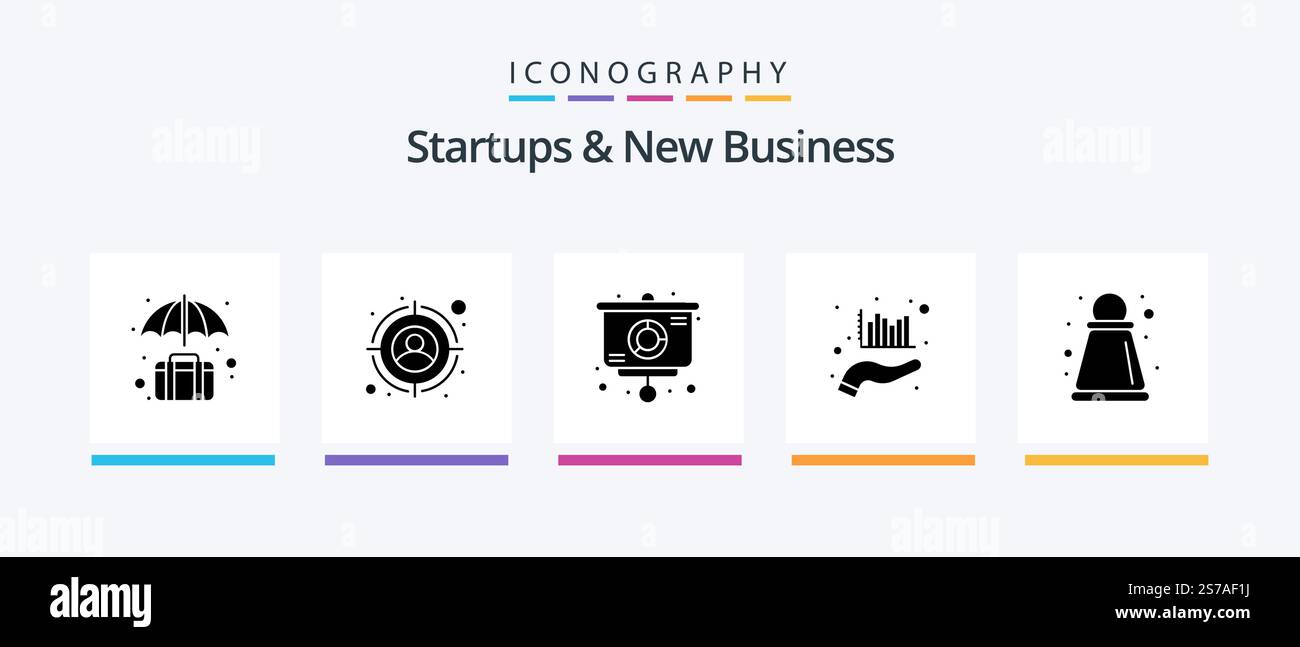 Startups And New Business Glyph 5 Icon Pack Including strategy ...