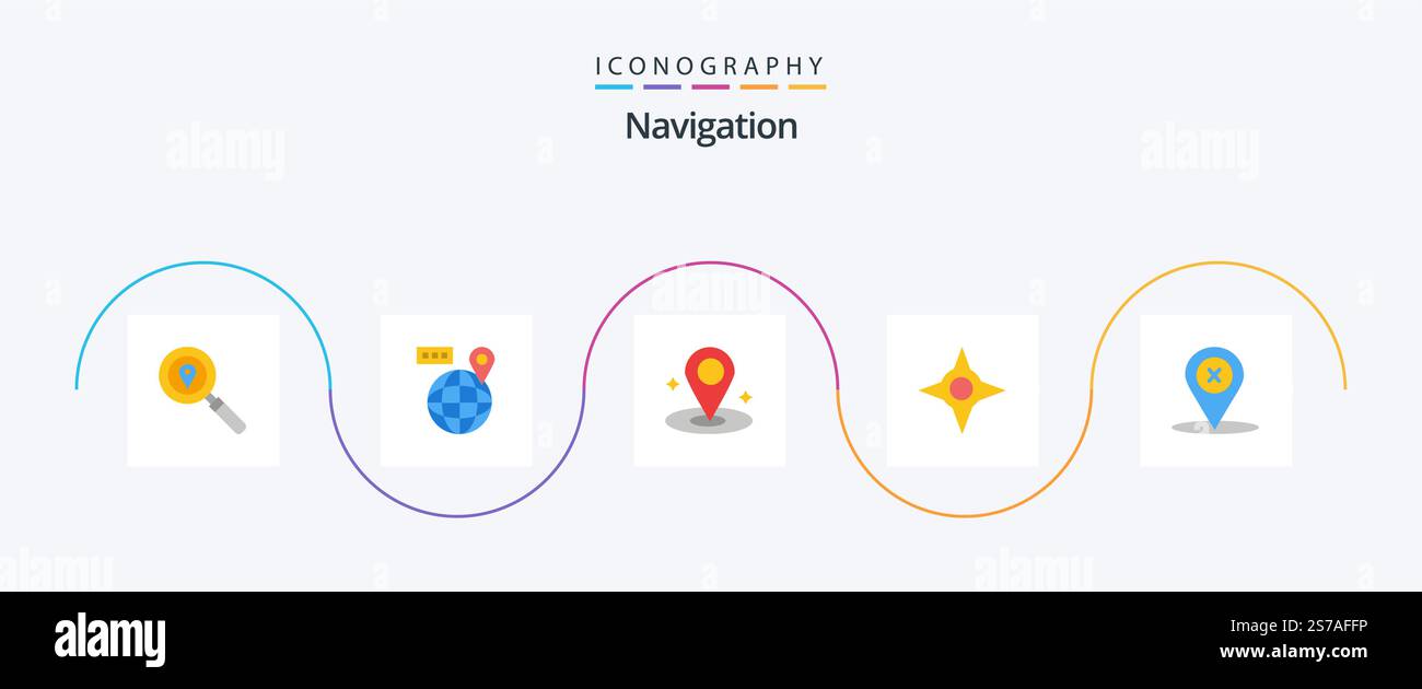 Navigation Flat 5 Icon Pack Including delete. navigation. location ...