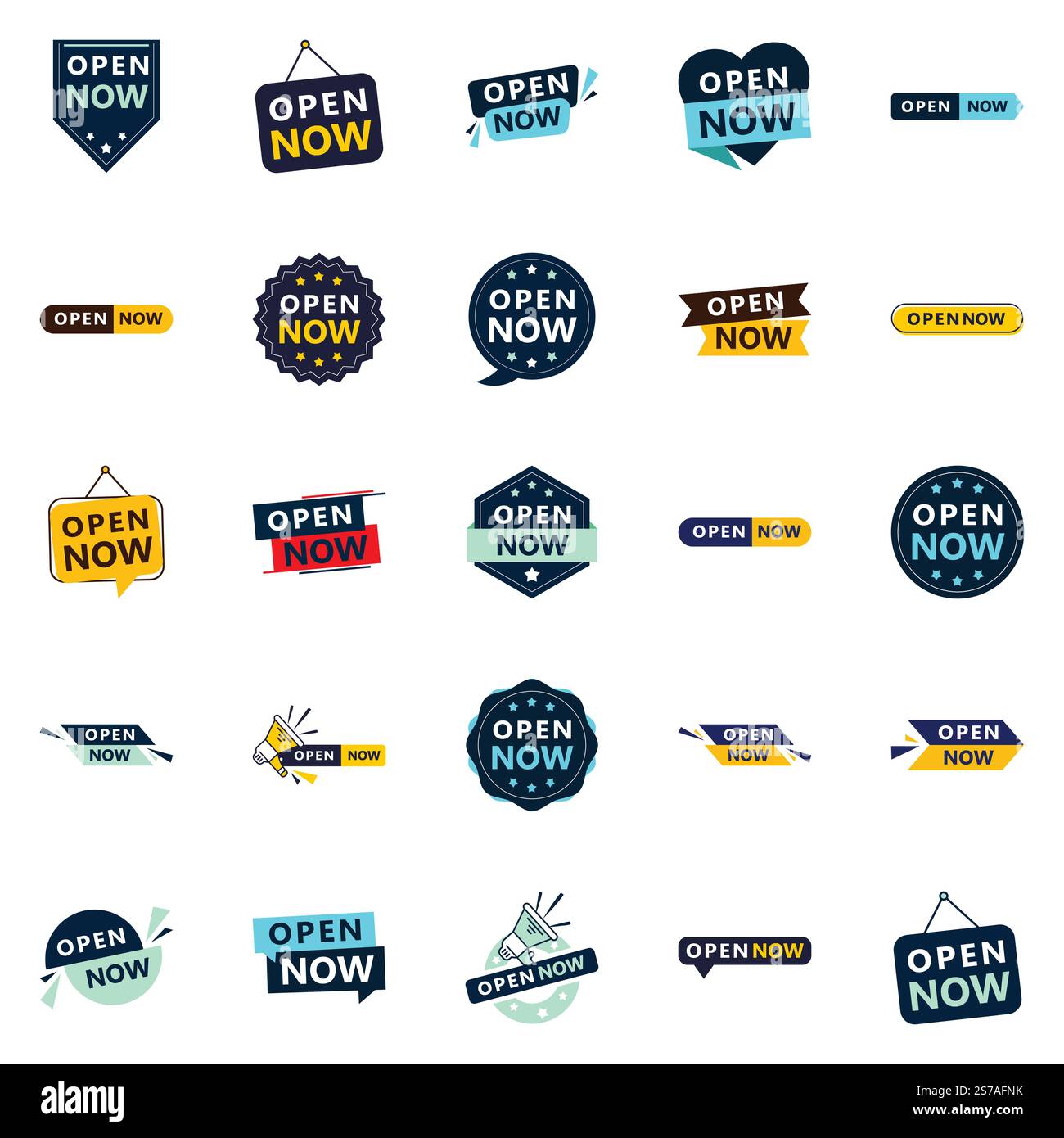 Open now A pack of 25 vector designs for various business types Stock ...