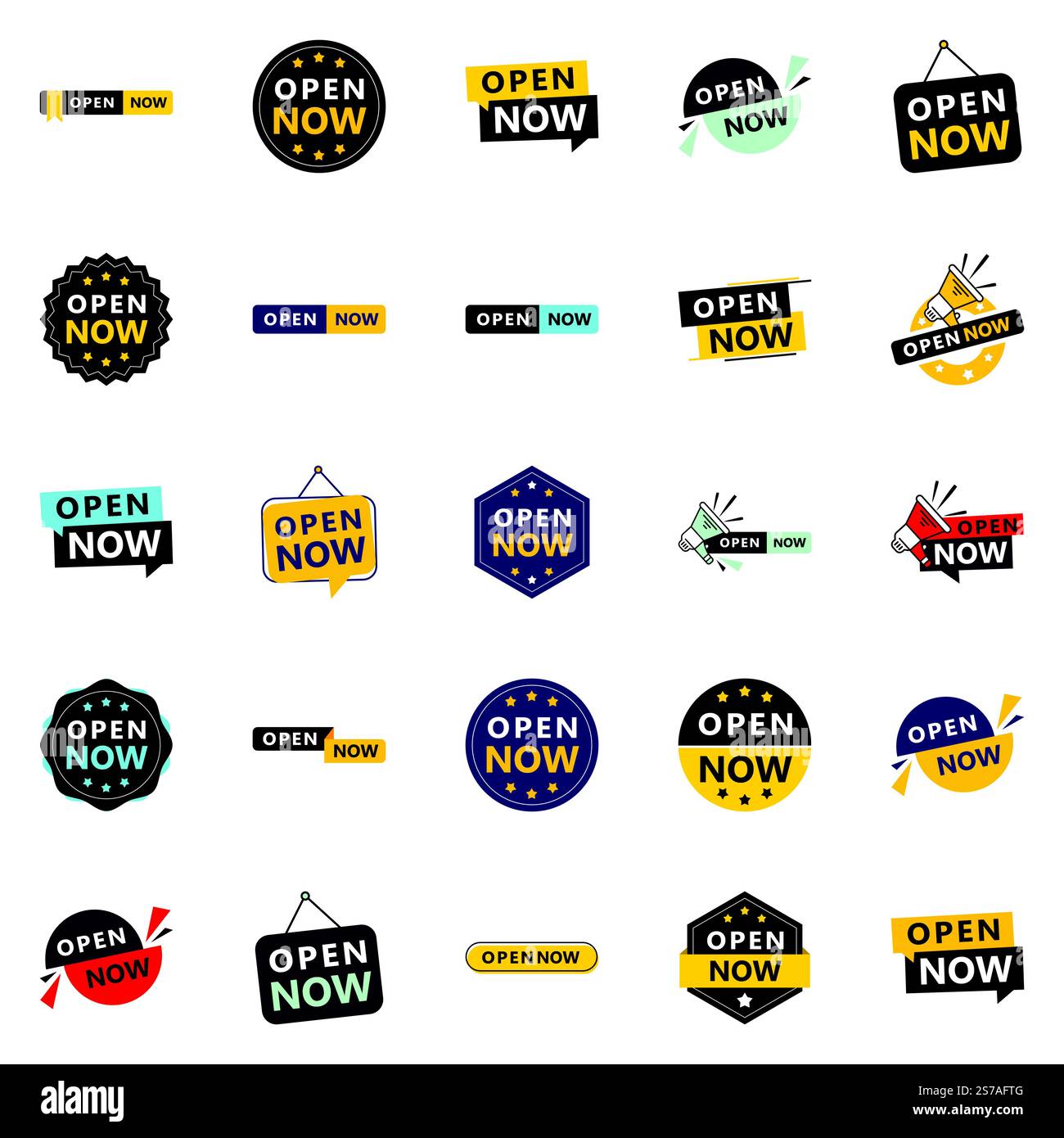 Open now A pack of 25 vector designs for any purpose Stock Vector Image ...