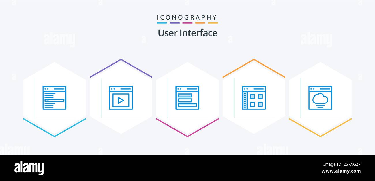 User Interface 25 Blue icon pack including interface. app. user. interface Stock Vector
