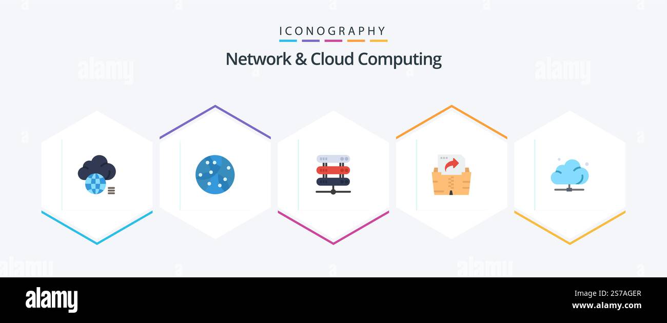 Network And Cloud Computing 25 Flat icon pack including data. folder ...
