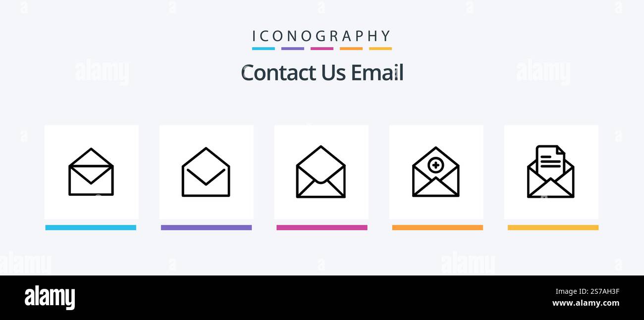 Email Line 5 Icon Pack Including mail. open. open. email. message. Creative Icons Design Stock Vector
