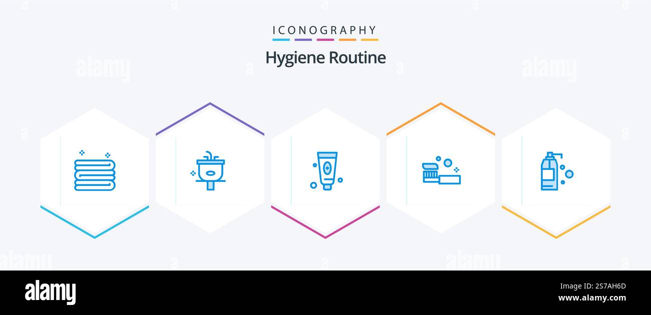 Hygiene Routine 25 Blue icon pack including cleaning. shower. beauty ...