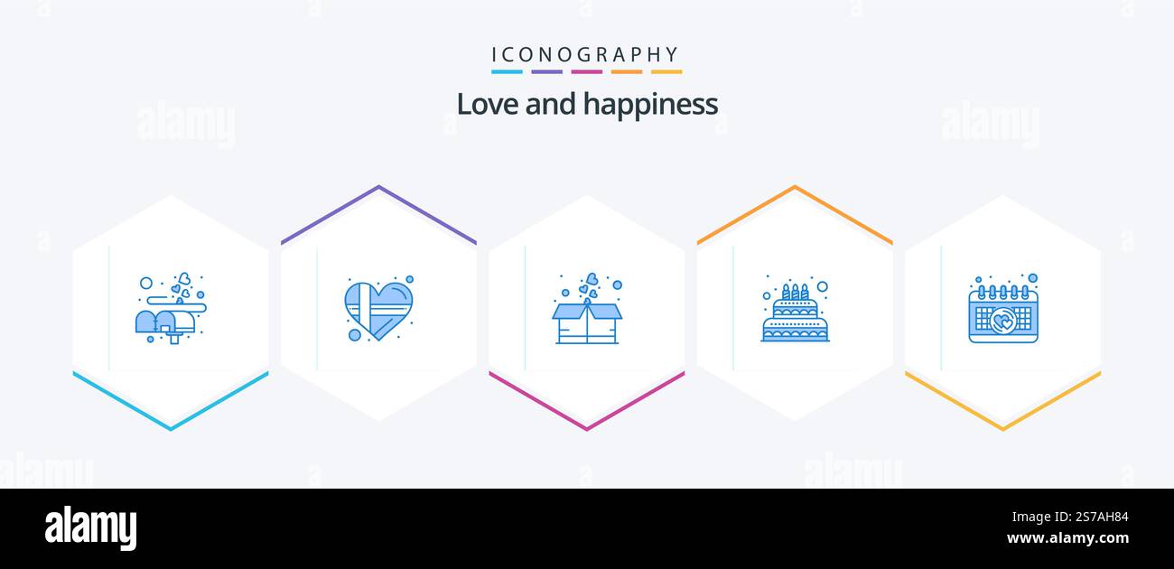 Love 25 Blue icon pack including event. candle. box. wedding. cake ...