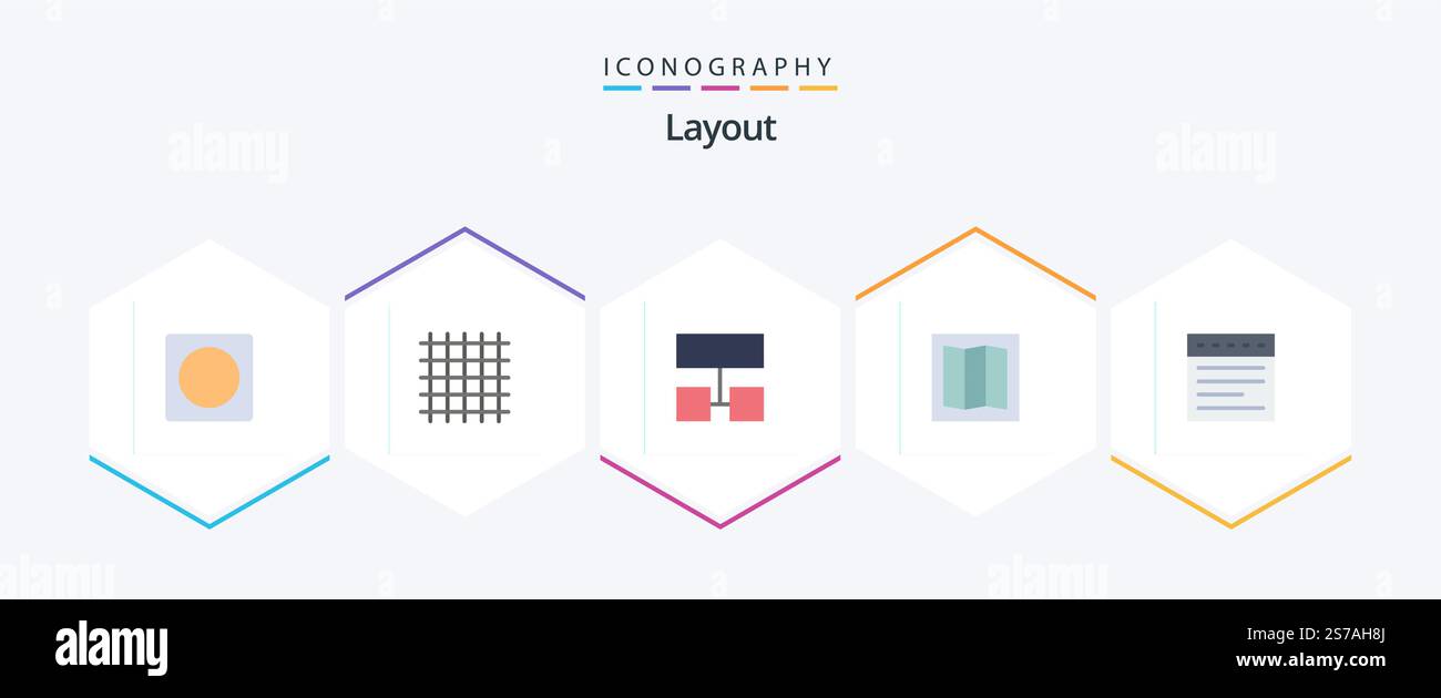 Layout 25 Flat icon pack including . website. layout. web. map Stock Vector