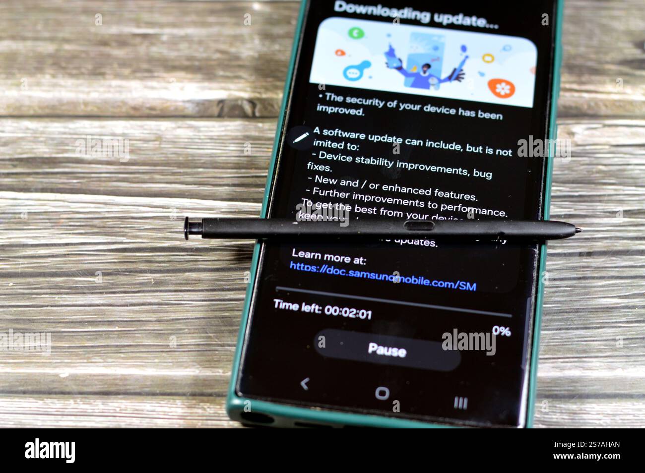 Cellular Version Update Cairo, Egypt, January 10 2025: Samsung software update for Samsung ...