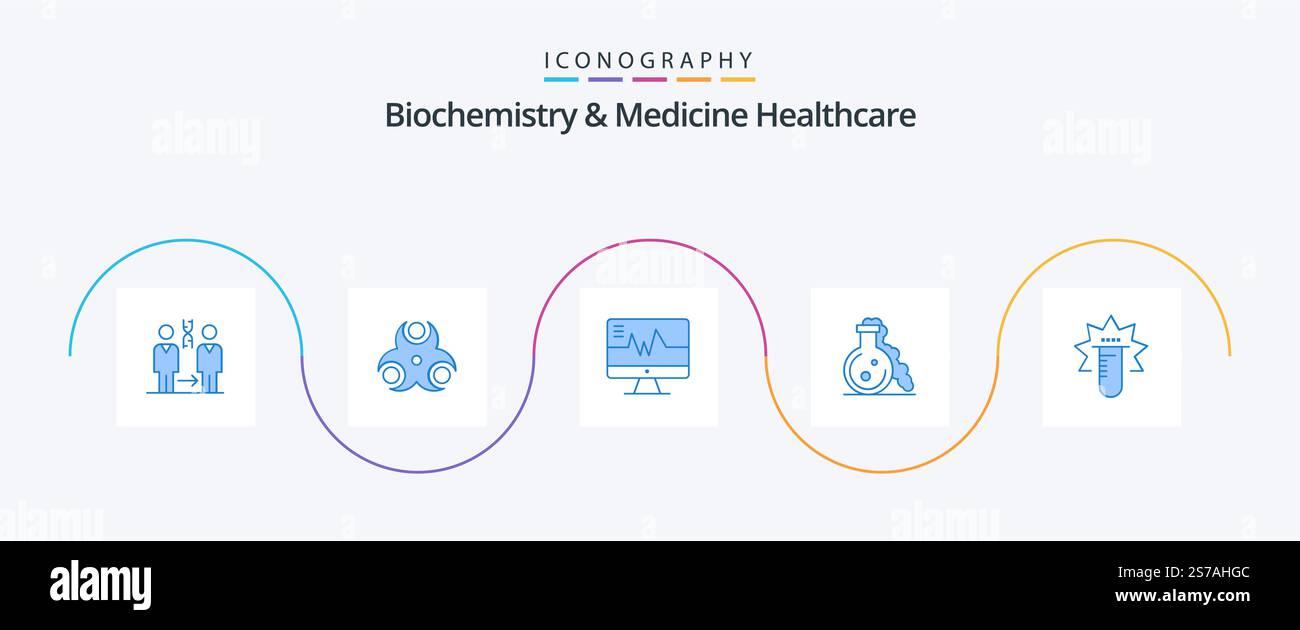 Biochemistry And Medicine Healthcare Blue 5 Icon Pack Including tube ...